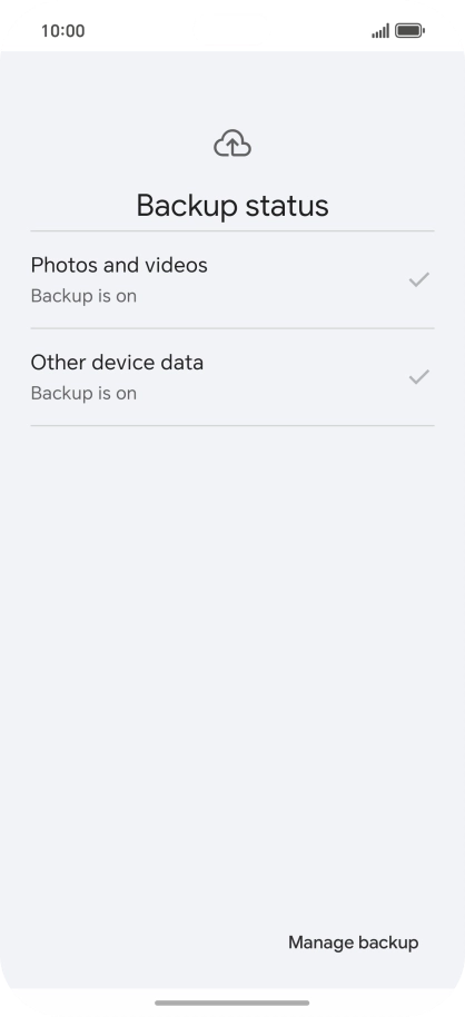 Press Manage backup.