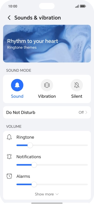 Press the required setting below 