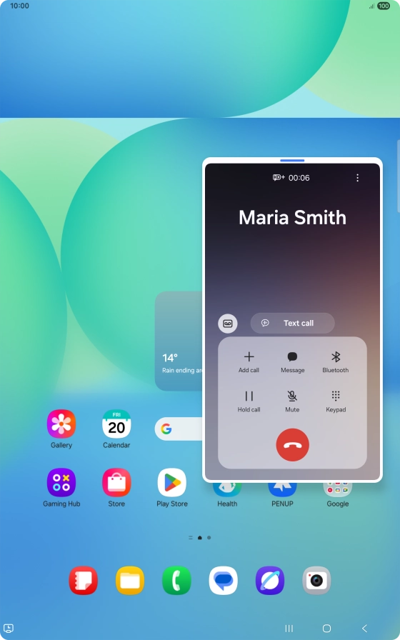 Press the end call icon.