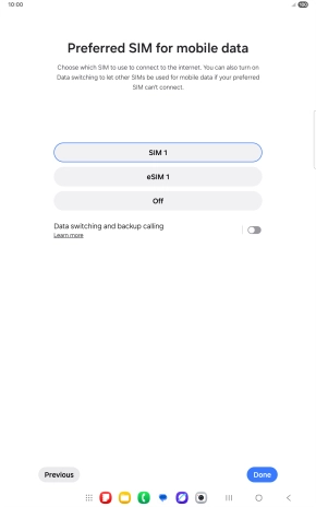 Press the required setting.