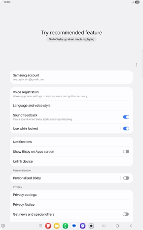Press Voice registration and follow the instructions on the screen to turn automatic activation on or off.
