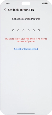Press Select unlock method.