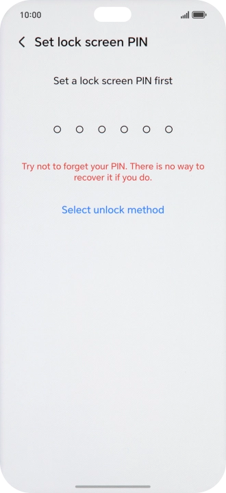 Press Select unlock method.