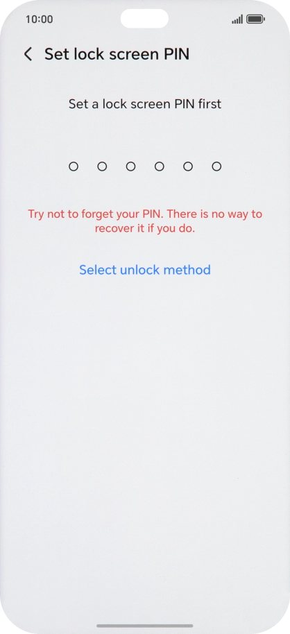 Press Select unlock method.