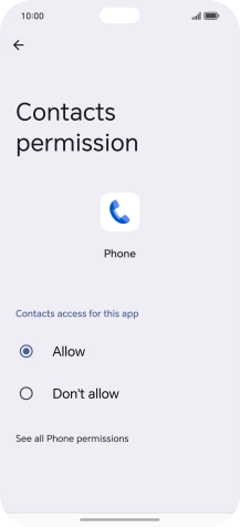 Press the required setting.