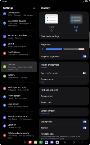 Press Dark mode settings.