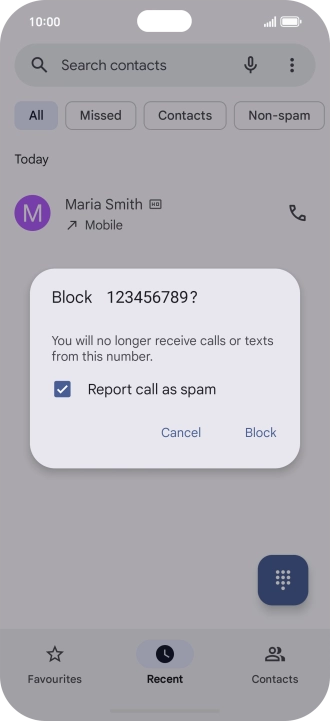 To report the number as spam, press the field next to To report the number as spam, press the field next to