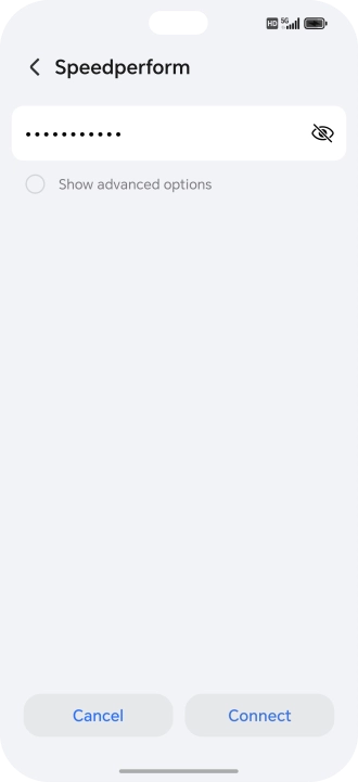 Key in the password for the Wi-Fi network and press Connect.