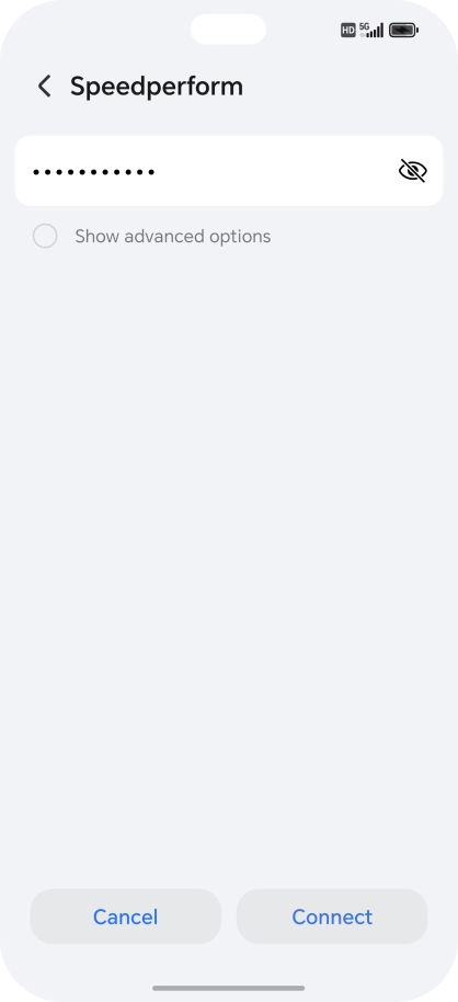 Key in the password for the Wi-Fi network and press Connect.