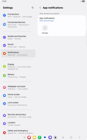 Press Add apps and follow the instructions on the screen to select which apps you would like to receive notifications from when Do Not Disturb is turned on.