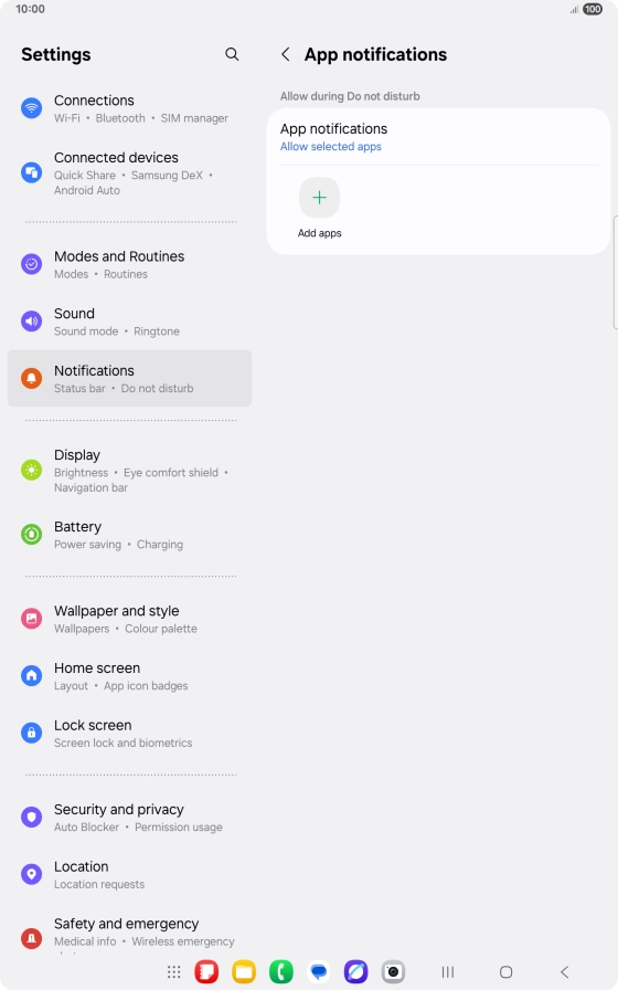 Press Add apps and follow the instructions on the screen to select which apps you would like to receive notifications from when Do Not Disturb is turned on.