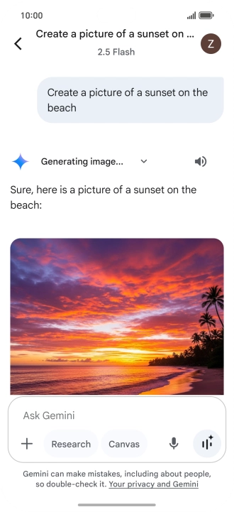 You can also ask Gemini to generate a picture based on your description. You can also ask Gemini to generate a picture based on your description.