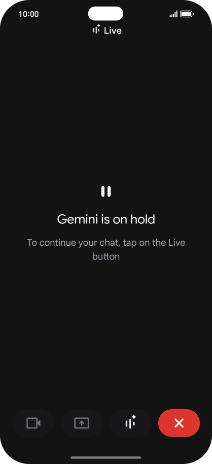 To resume the conversation, press the resume icon. To resume the conversation, press the resume icon.