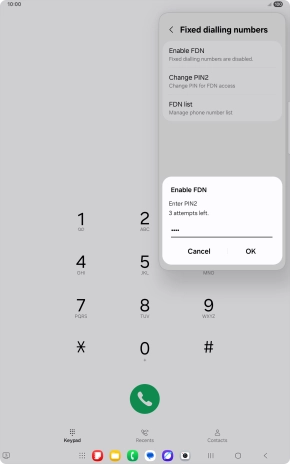 Key in your PIN2 and press OK. The default PIN2 is 1111.