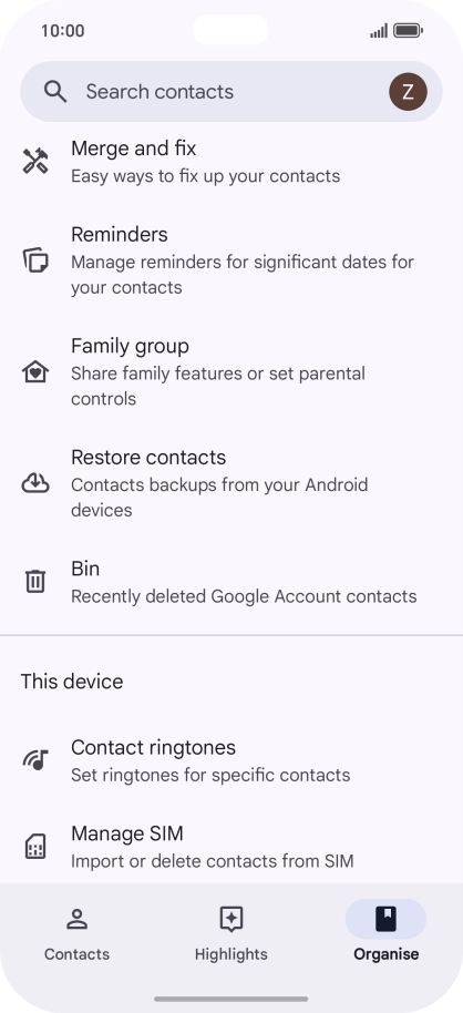 Press Manage SIM. Press Manage SIM.