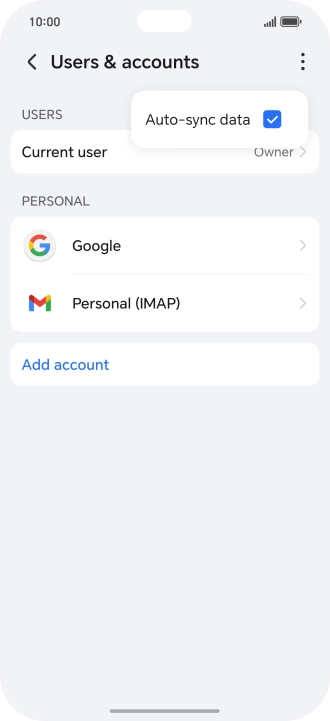 Press Auto-sync data to turn the function on or off. Press Auto-sync data to turn the function on or off.