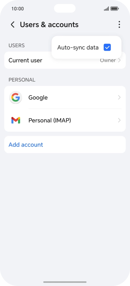 Press Auto-sync data to turn the function on or off. Press Auto-sync data to turn the function on or off.