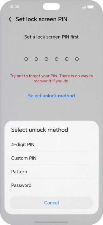 Press the required phone lock code and follow the instructions on the screen to create an additional phone lock code.