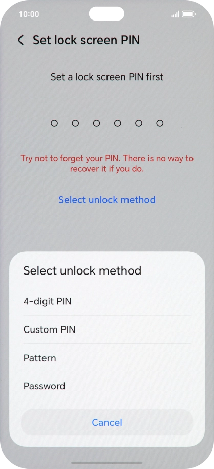 Press the required phone lock code and follow the instructions on the screen to create an additional phone lock code.