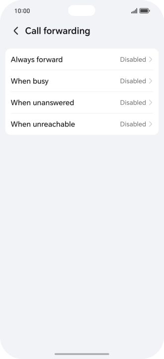 Press the required divert type. Press the required divert type.