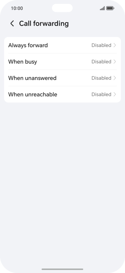 Press the required divert type. Press the required divert type.