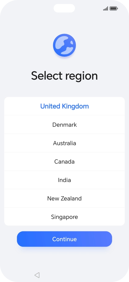 Press the required country or area.
