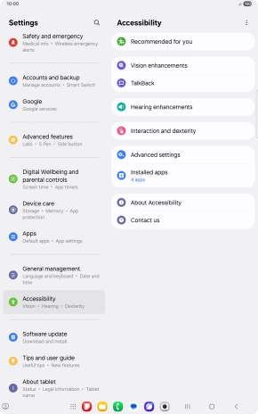 Press Vision enhancements and follow the instructions on the screen to select the required settings.