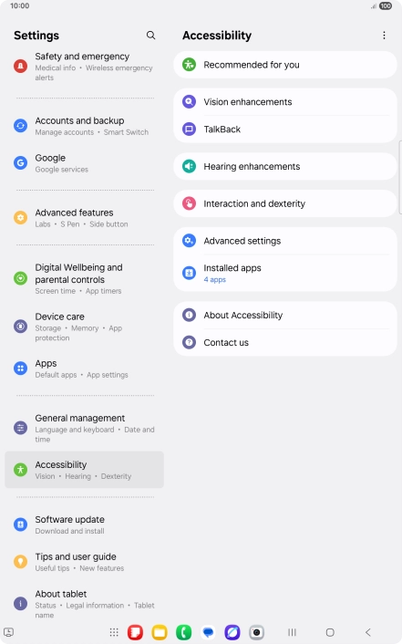Press Vision enhancements and follow the instructions on the screen to select the required settings.