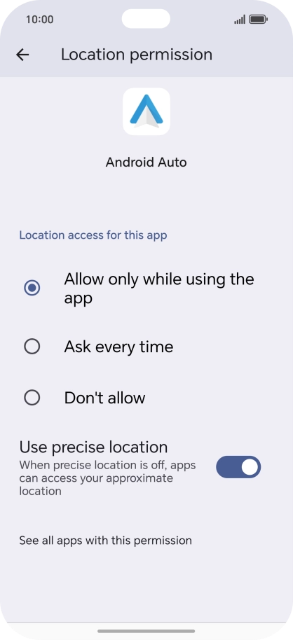 Press the required setting.