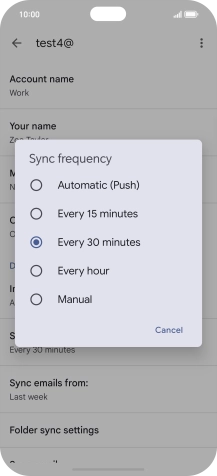 Press the required setting.