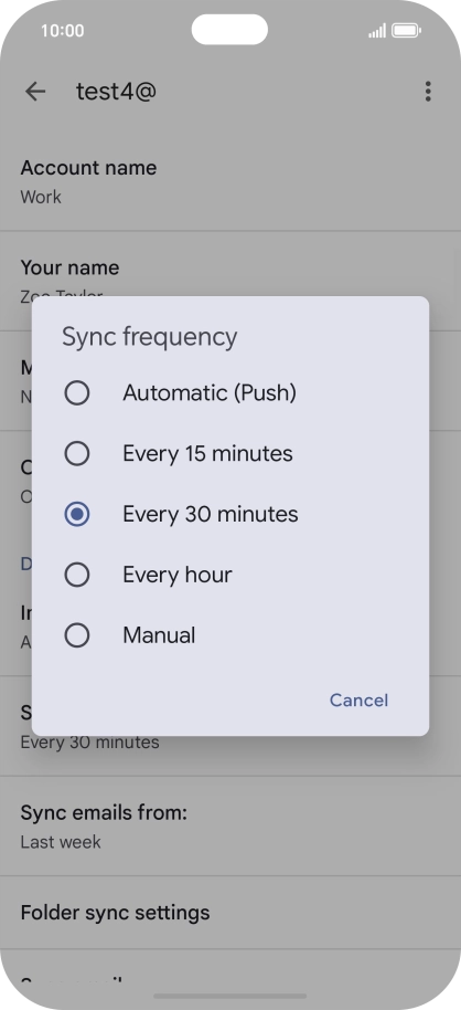 Press the required setting.