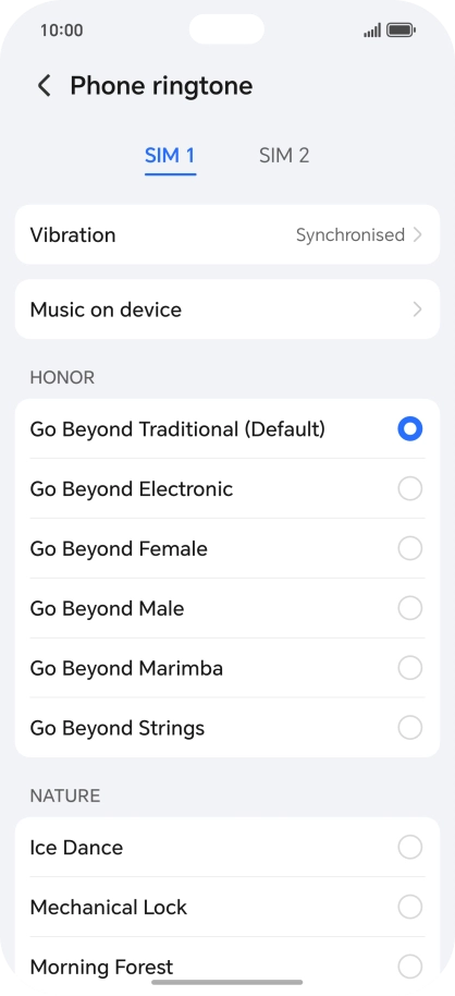 Press the required ring tones to hear them.