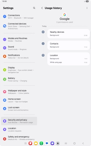 The app activity for the selected app is displayed.