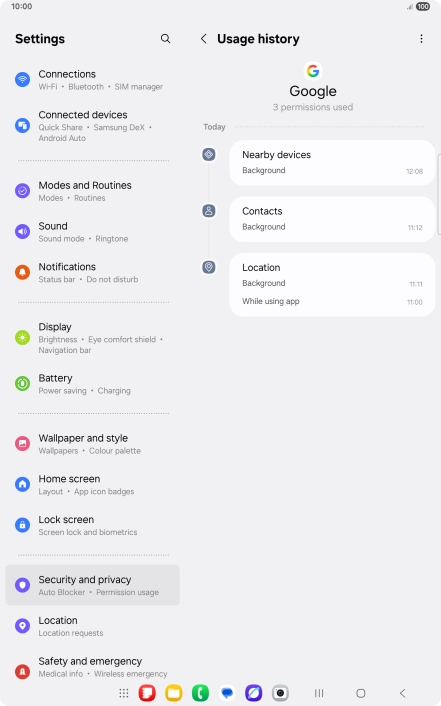 The app activity for the selected app is displayed.