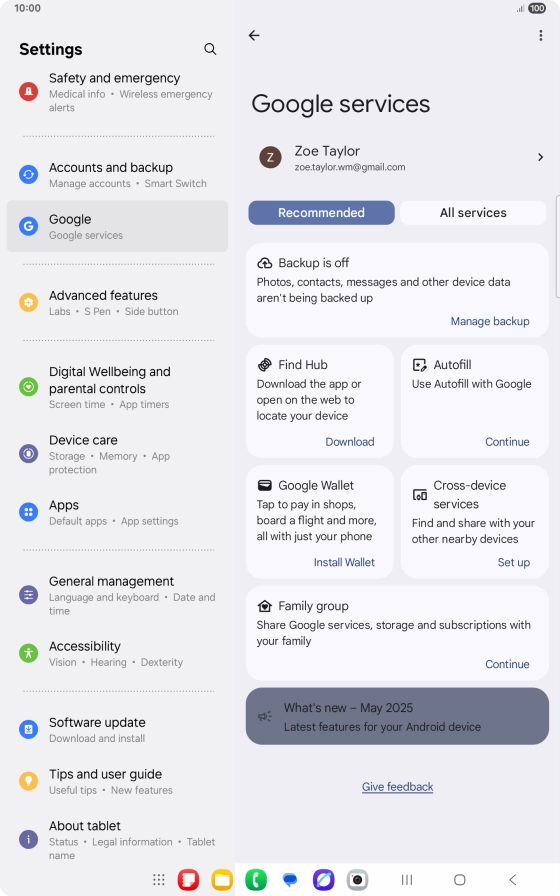 Press Manage backup.
