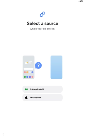 Press the required setting and follow the instructions on the screen to transfer the content from another device.