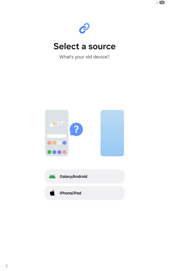 Press the required setting and follow the instructions on the screen to transfer the content from another device.