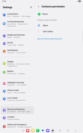 Press the required setting.