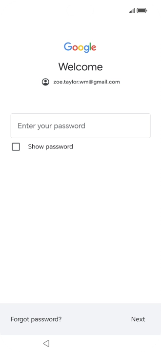 Press Enter your password and key in the password for your Google account.