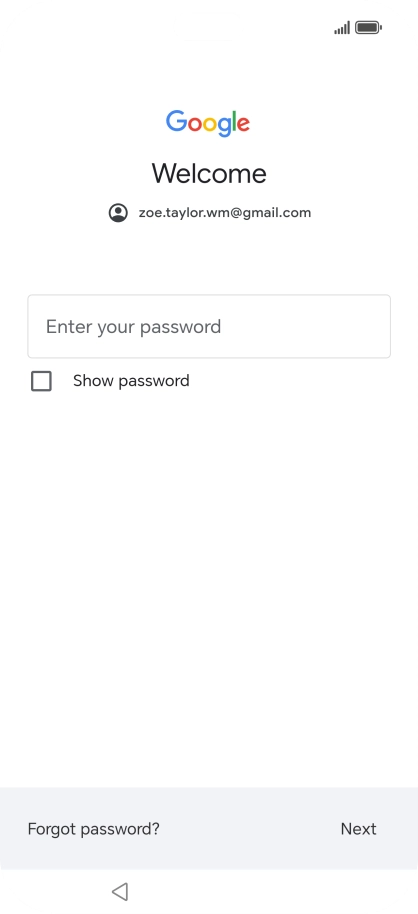 Press Enter your password and key in the password for your Google account.