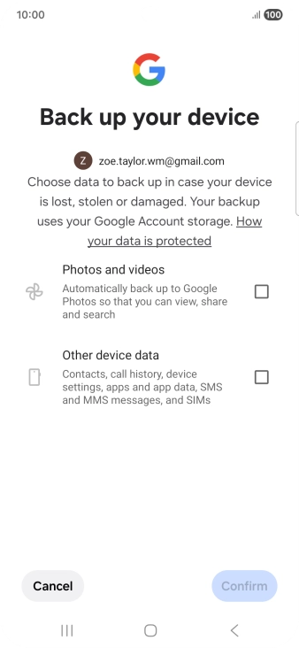 Press the fields next to the required data types to select them.