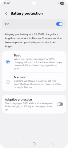 Press the required setting.