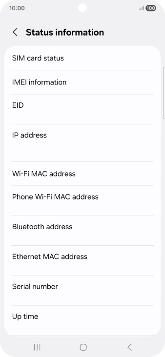 Your phone's EID number is displayed below EID.
