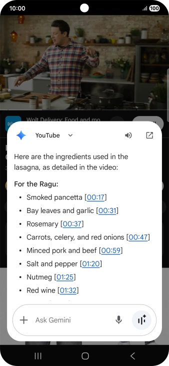 The answer from Gemini to your question is displayed.