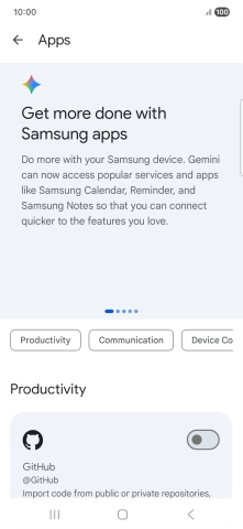 Press the indicator next to the required extension to turn on the function.