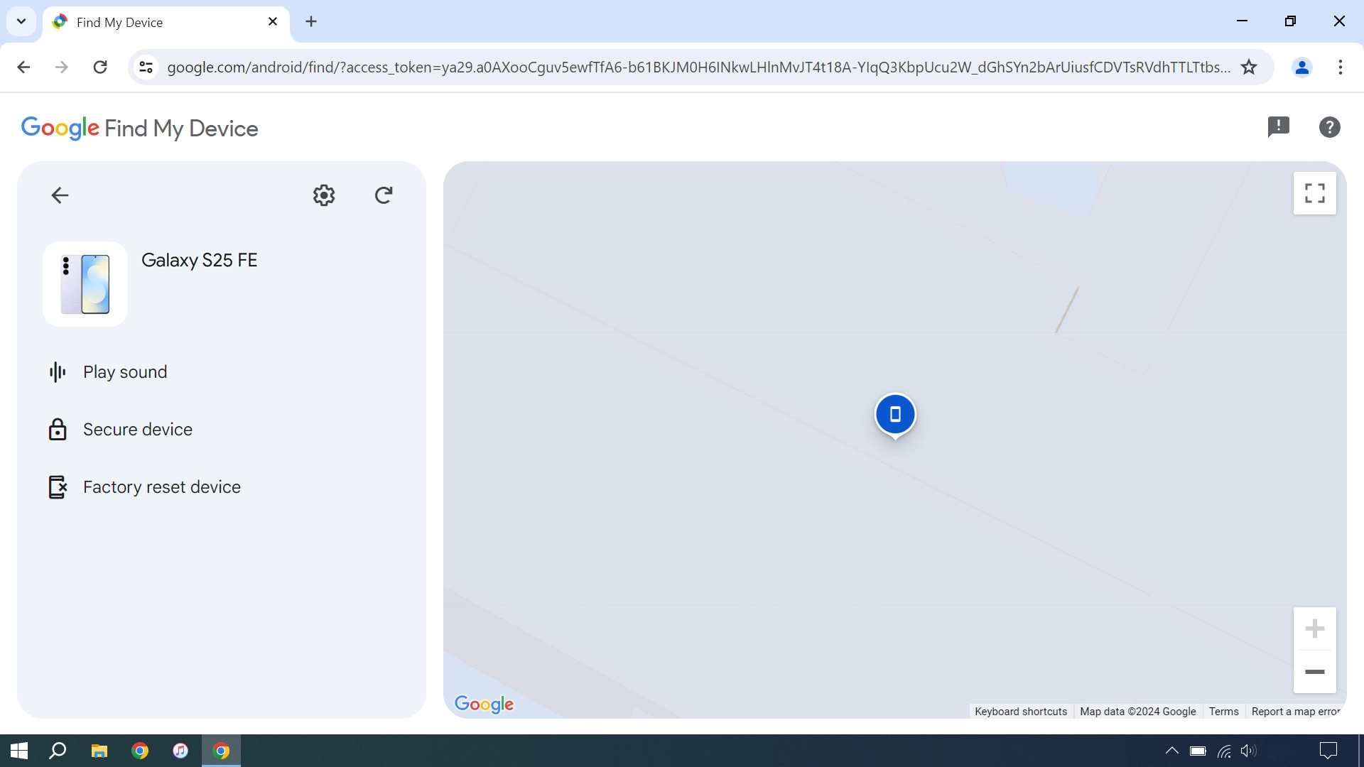 Your phone's latest position is displayed on the map.