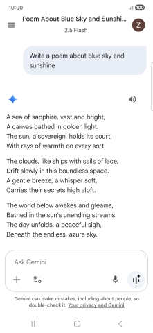 You can ask Gemini to generate a text based on your description.