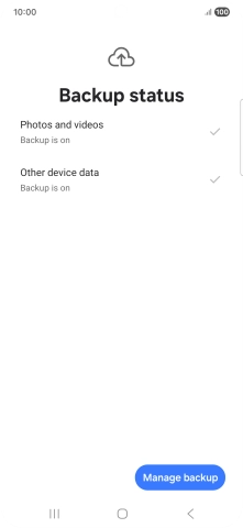 Press Manage backup.