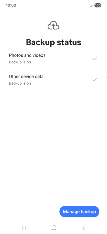 Press Manage backup.