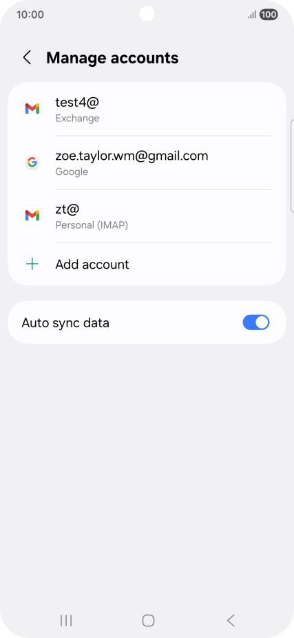 Press the required email account.